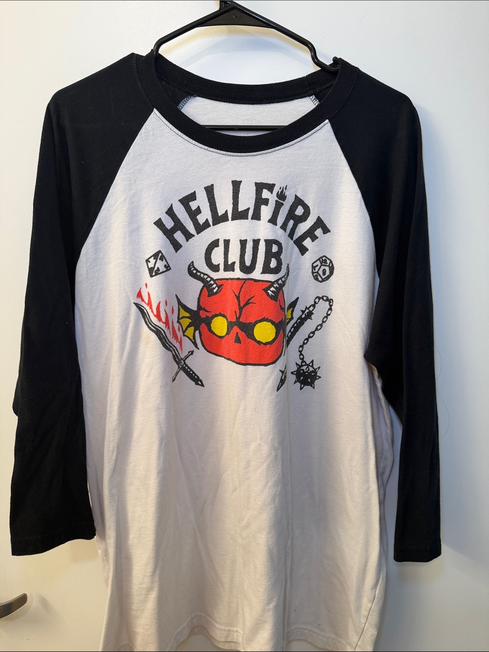 Kids Hellfire Club Raglan Tee - Black & White